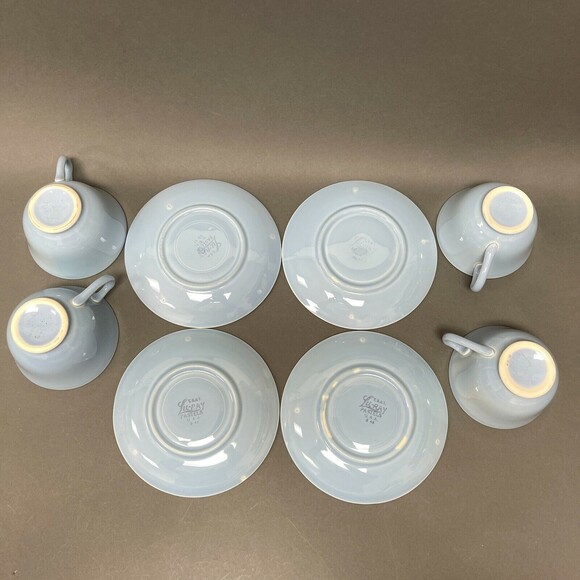 Vintage TS&T Taylor Smith & T Lu-Ray Pastels Blue Cups and Saucers Lot of 8 - Picture 5 of 9